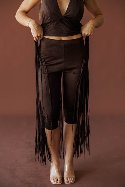 Lariat Fringe Capri Leggings