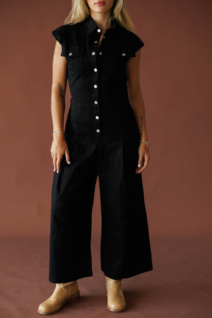 Twill Wide Leg Jumpsuit