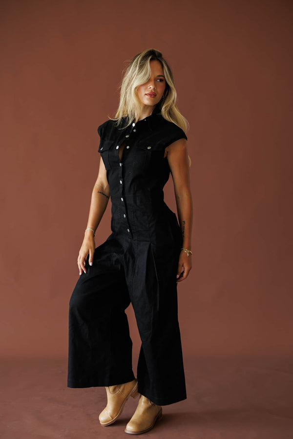 Twill Wide Leg Jumpsuit