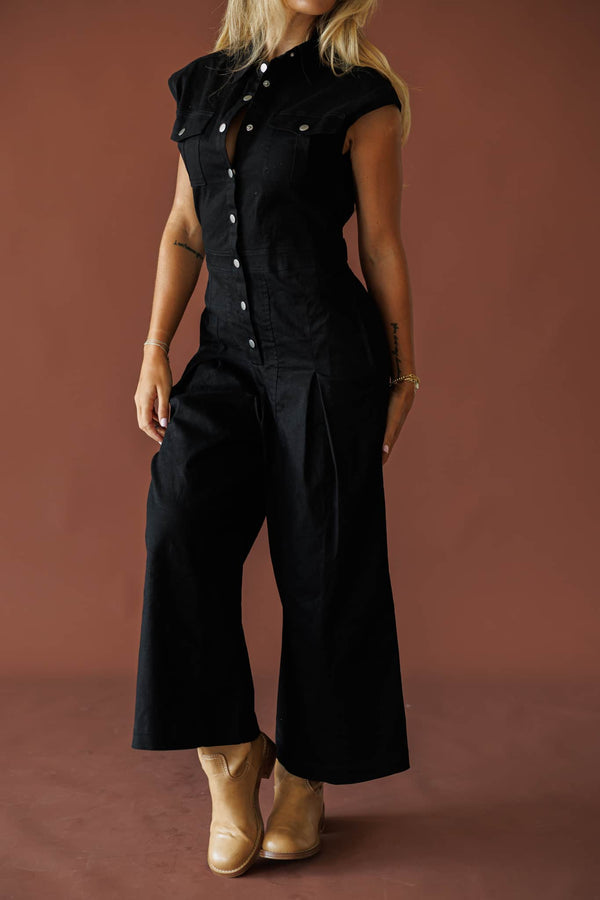 Twill Wide Leg Jumpsuit