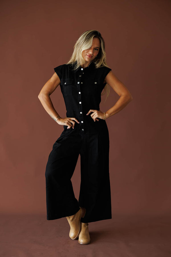 Twill Wide Leg Jumpsuit