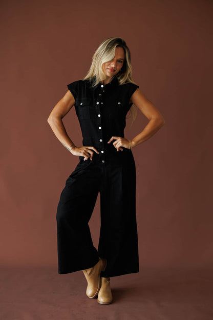 Twill Wide Leg Jumpsuit