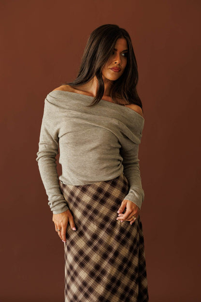Knitted Off Shoulder Long Sleeve Top